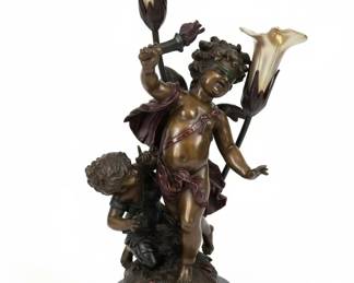 Bronze Torch Boy Lamp by Auguste Moreau second image