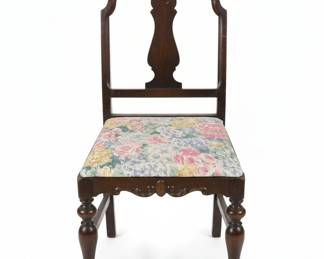 Victorian Balloon Back Side Chair with Floral Upholstery second image