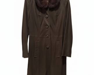 John Carlisle Womens Leather Coat with Fur Collar fifth image