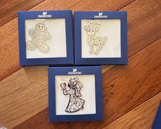 Swarovski Crystal Christmas Ornaments  Gingerbread Man, Reindeer, and Angel