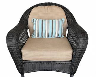 Wicker Chair with Brown Cushion second image