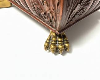 Maitland Smith Carved Mahogany Jewelry Box with Lion Feet fourth image