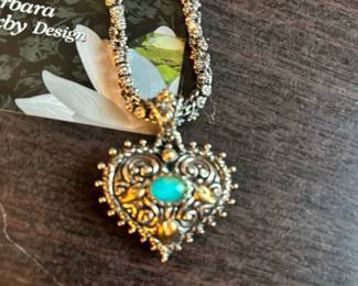 Barbara Bixby Sterling Silver Heart Pendant Necklace with Turquoise fourth image
