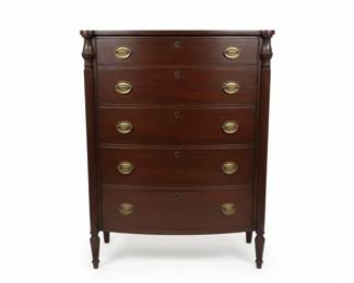 Antique Mahogany Dixie Furniture Bow Front Chest of Drawers sixth image