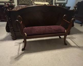 Henredon Furniture Industries Bench with Carved Lion Heads and Paw Feet second image