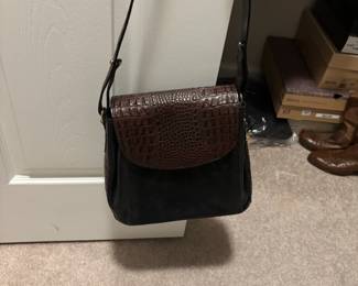 Brahmin Crocodile Embossed Leather Shoulder Bag
