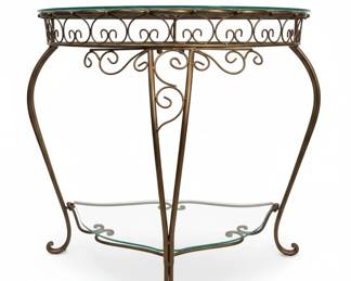 Ornate Wrought Iron and Glass Console Table second image