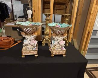 Pair of Cherub Compotes, Dresden Porcelain, Carl Thieme Potschappel