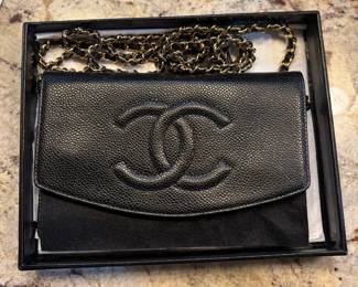 Chanel Black Caviar Timeless Wallet on Chain
