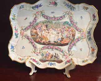 Porcelain Tray with Putti and Floral Garland Carl Thieme Potschappel