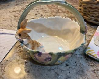 Fitz and Floyd Painting Easter Eggs Bunny Basket