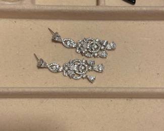 Cubic Zirconia Chandelier Bridal Earrings second image