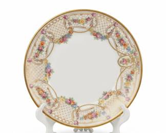 Dresden Porcelain Plate with Floral Motif and Gilt Trim third image