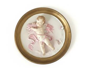 Vintage Cherub with Butterflies Porcelain Plaque fifth image