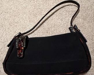 Stuart Weitzman Black Shoulder Bag with Tortoiseshell Accents