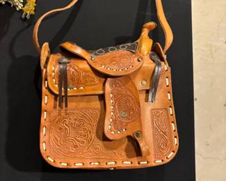Hand Tooled Leather Saddle Bag Purse second image
