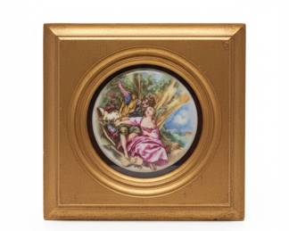 Framed Porcelain Miniature Painting in Rococo Style third image