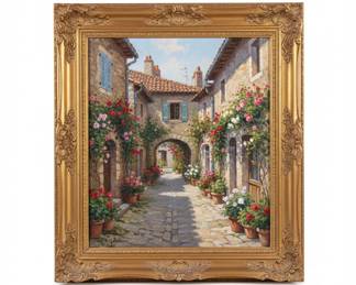 E. Dorthian Italian Street Scene Oil Painting third image