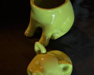 Vintage Lime Green Ceramic Piggy Bank or Container Possibly Wemyss Ware third image