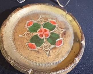 Vintage Ceramic Ashtray with Floral Motif