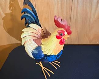 Painted Tin Rooster Figurine