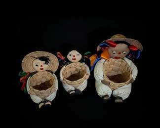Set of Three Mexican Folk Art Dolls with Baskets second image
