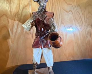 Mexican Folk Art PapierMch Figure of a Man Carrying Jugs