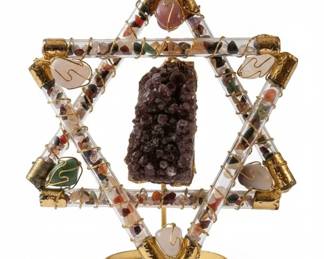 Crystal Star of David with Amethyst Geode and Tumbled Gemstones