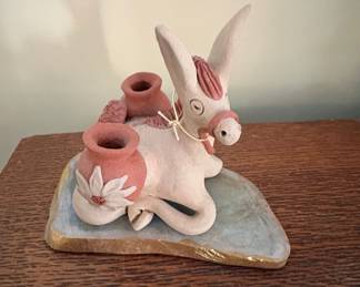 Mexican Folk Art Donkey Ceramic Figurine