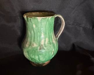 Vintage Mexican Drip Glaze Pottery Pitcher