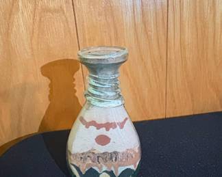 Vintage Sand Art Bottle with Camel Scene Possibly Jordan