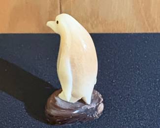 Carved Whale Tooth Penguin Figurine second image