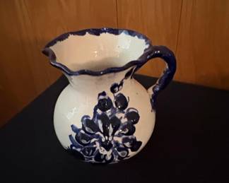 Vintage Portuguese Blue and White Ceramic Pitcher