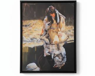 Maija Aspen Gold Native American Woman with Wolf Print