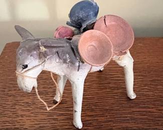 Vintage Mexican Folk Art Donkey Figurine with Pottery Cargo second image