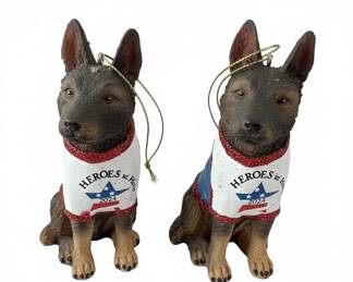 Pair of Heroes German Shepherd Dog Ornaments