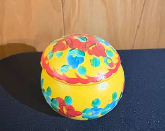 HandPainted Wooden Trinket Box with Floral Motif