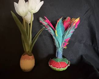Artificial Tulip Arrangement and Feather Shuttlecock