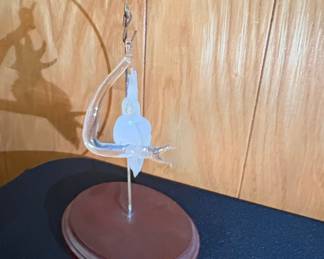 Glass Cockatoo Figurine on Stand