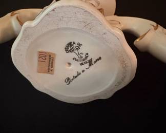 Vintage Cueramaro Mexico Ceramic Candelabra with Rose Detail second image