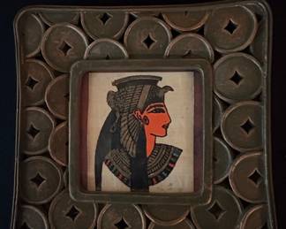 Egyptian Revival Picture Frame with Cleopatra Papyrus Art