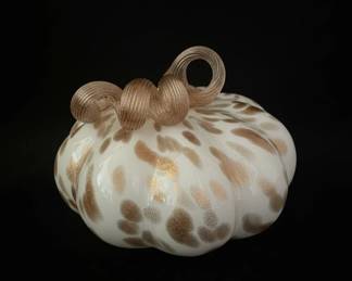 Glass Pumpkin with Metallic Flecks and LED Light Glitzhome