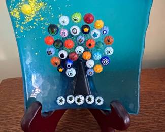 Murano Glass Millefiori Tree of Life Dish