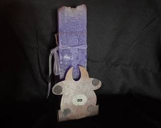 Handmade Lavender Scented Pillar Candle with Cow Charm