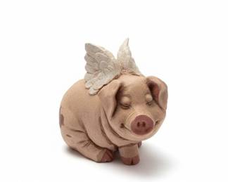 Telle M. Stein When Pigs Get Wings The Stone Bunny Co. Art Decor Figurine Resin Hog