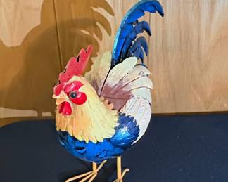 Painted Tin Rooster Figurine second image