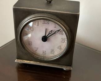 Pottery Barn Pewter Desk Clock