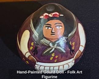 HandPainted Gourd Doll  Folk Art Figurine