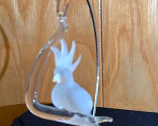 Glass Cockatoo Figurine on Stand third image