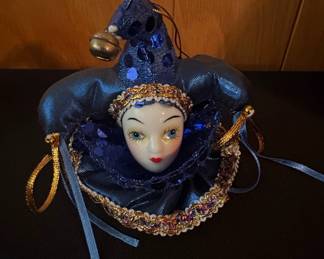 Vintage Porcelain Jester Doll Ornament